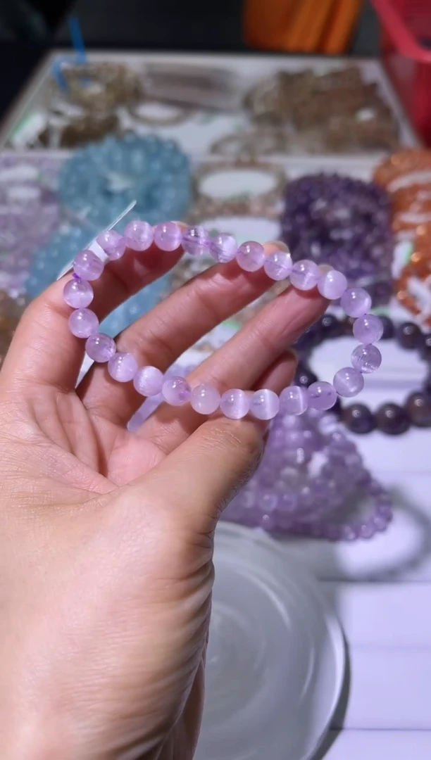 未镶嵌锂辉石手串J056-7mm拉丝紫锂辉单圈-多样性发其一