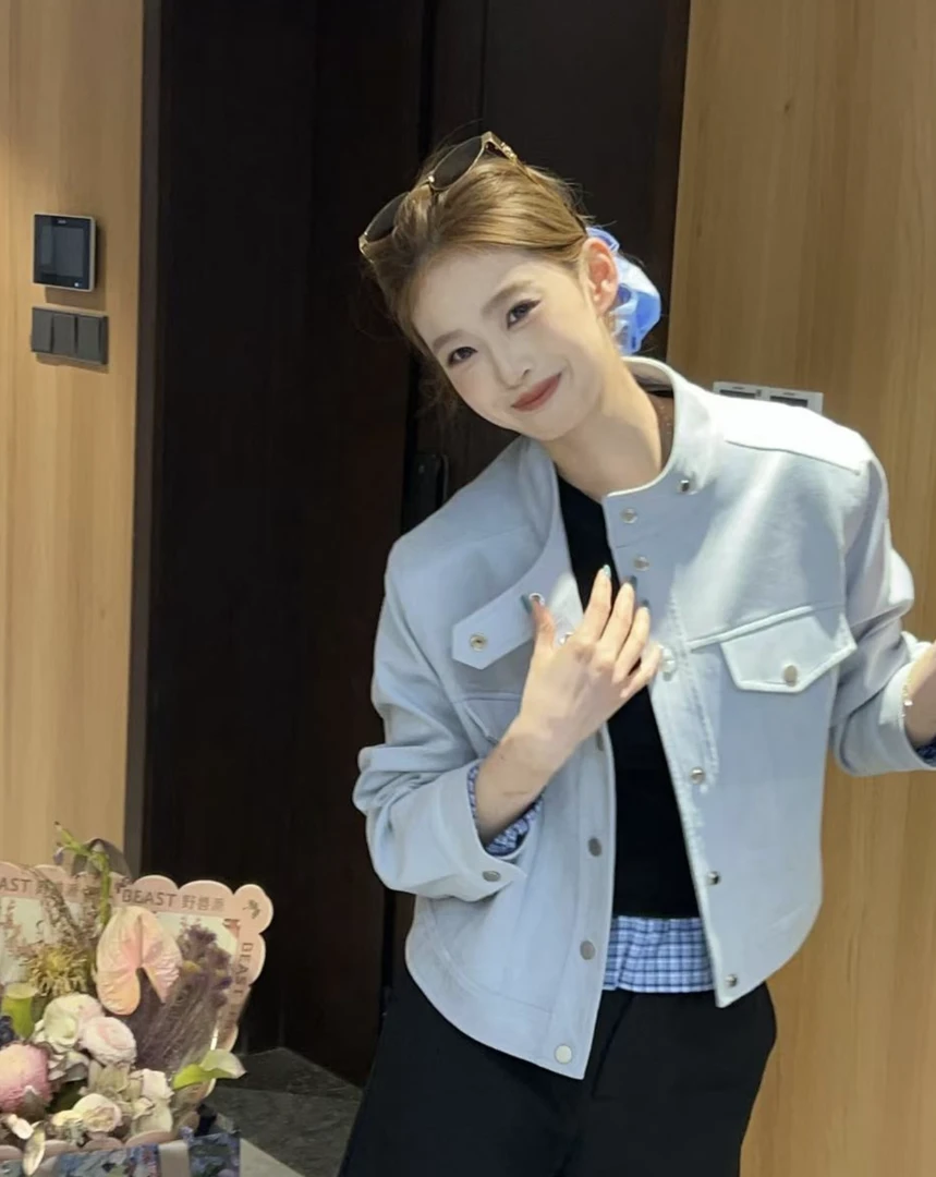 SSYDFER【自我】春款女装短外套时尚休闲干净变色长袖百搭修身女士