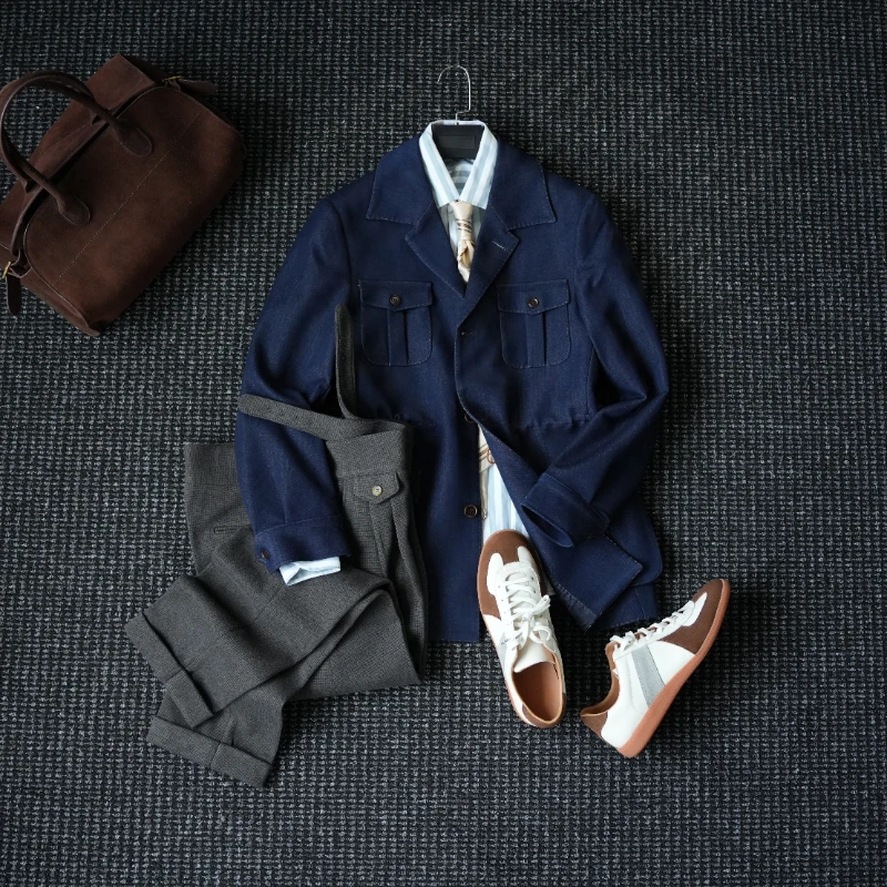 CssuGent那不勒斯皇后高定英式工装夹克男绅士复古收腰猎装外套潮