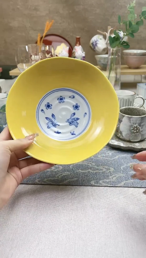 【闪购商品】摆件/盘子/杯子樱花兔中钵