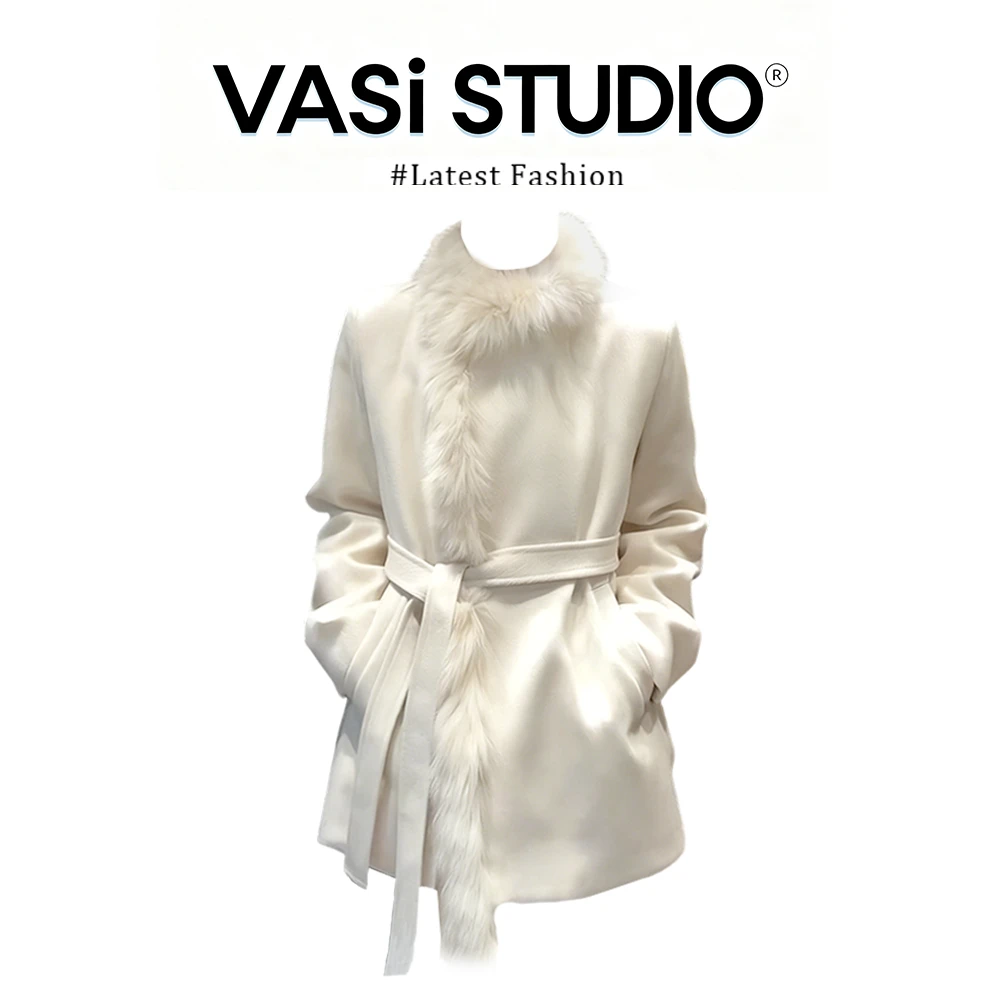 【同款性价比】小说女主感韩系千金风毛领大衣冬季保暖收腰毛呢外套