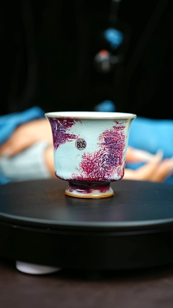 805#原矿钧瓷炉钧釉高足杯