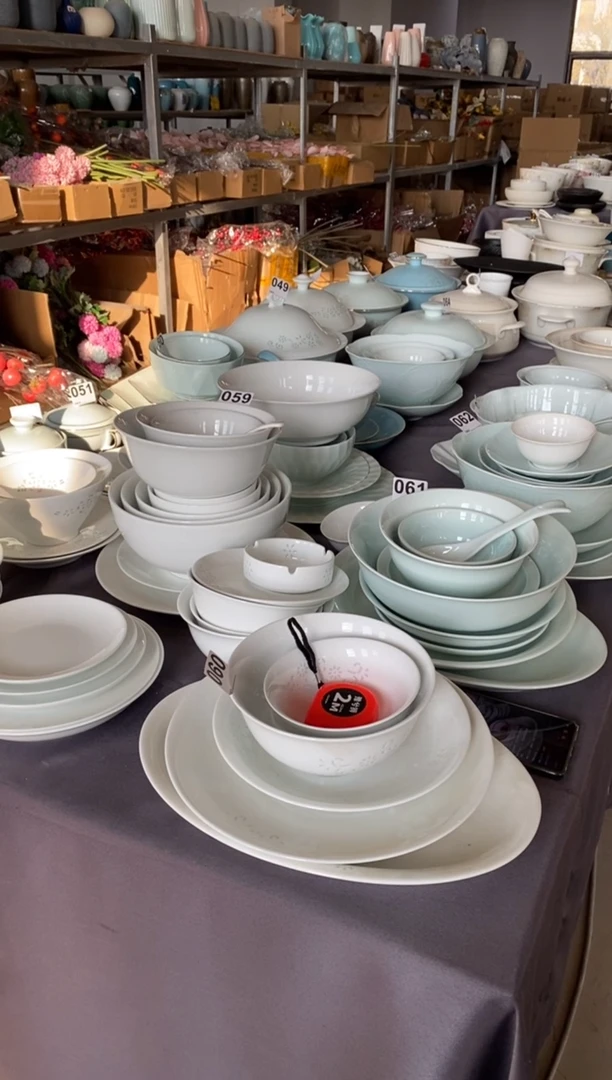 瓷白瓷6个4.75米饭碗6个8深盘6个面碗6个白小勺6个骨碟