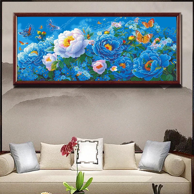 2025新款国色芳华客厅卧室中式牡丹花开富贵手工线绣十字绣挂画