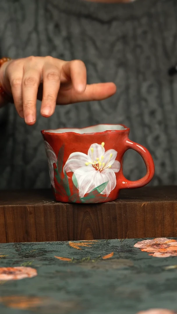 杯釉下彩手工手绘同款陶器