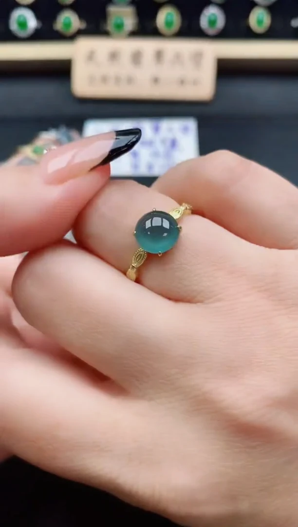 银S925镶嵌戒指翡翠1