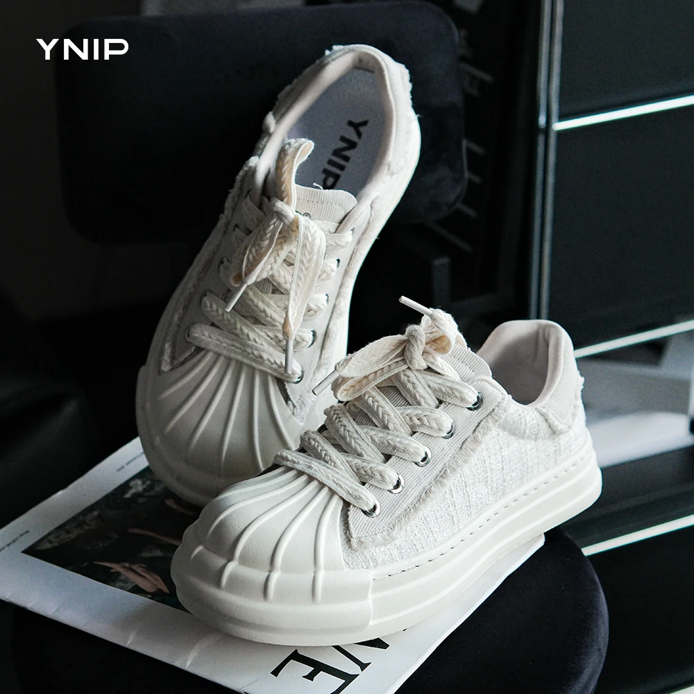 YNIP欧若风贝壳鞋小白鞋夏季透气休闲鞋板鞋百搭系带潮流男鞋白色