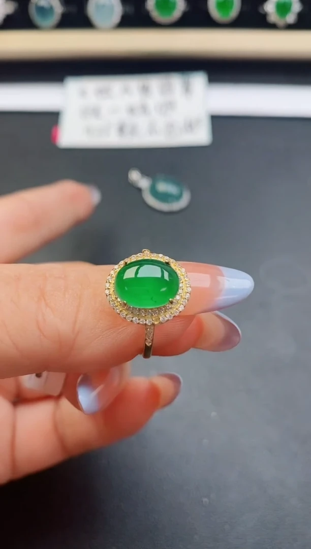 翡翠戒指银S925镶嵌1