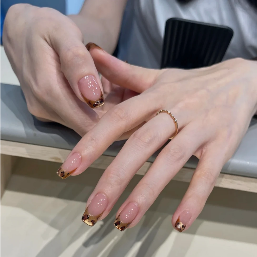 【豹影鎏金】穿戴甲纯手手作美甲秋冬新款暖棕豹纹猫眼高级气质显白