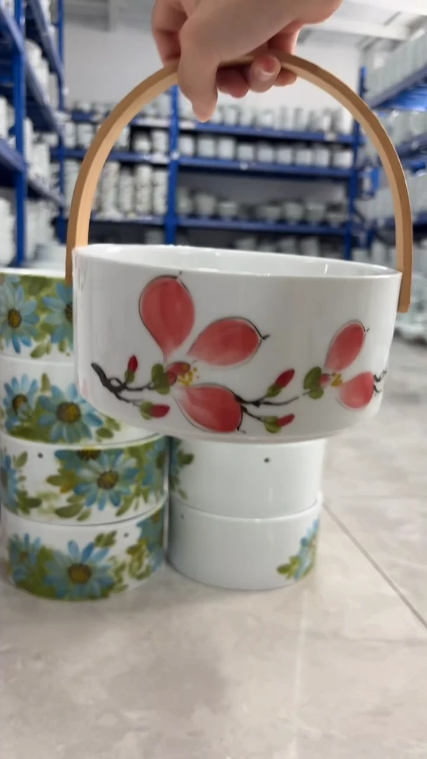瓷片景德镇高温釉中彩-果篮