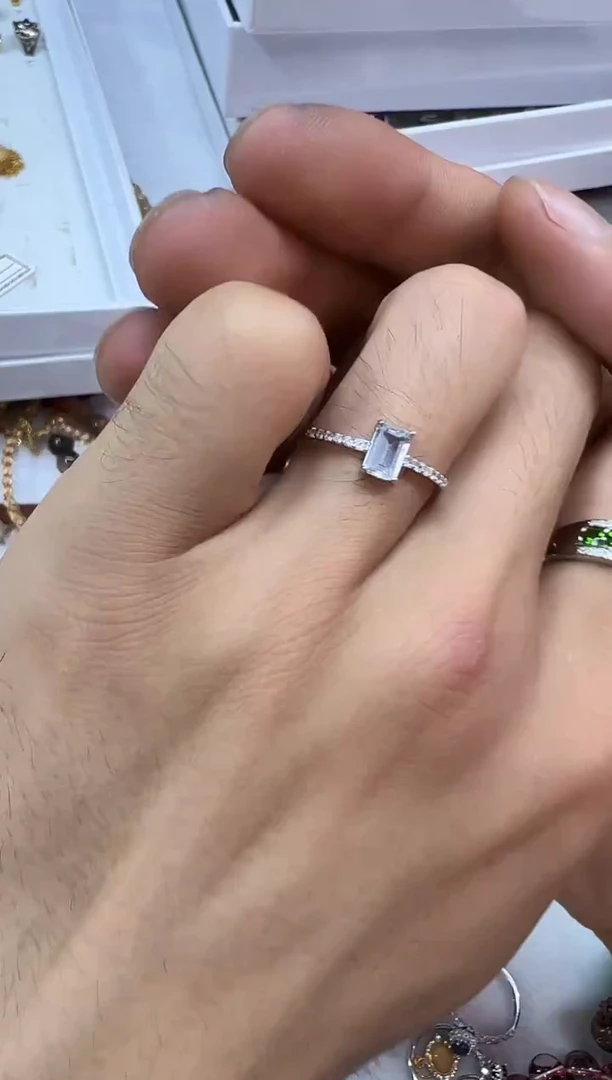 银S925镶嵌戒圈海蓝宝石1224m086多样性发其一