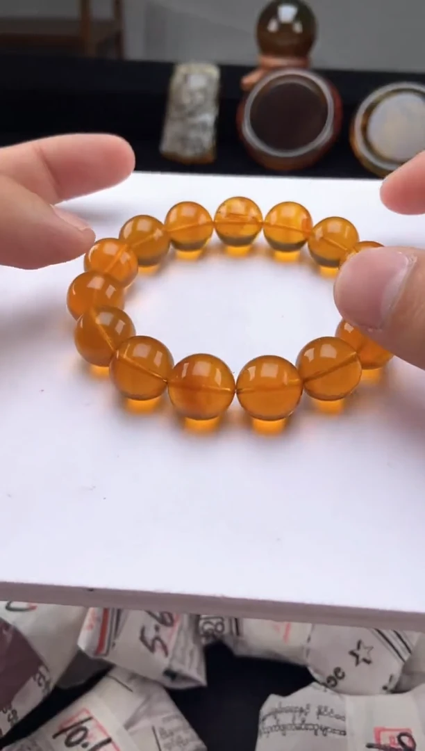 手链琥珀未镶嵌浅金棕手串