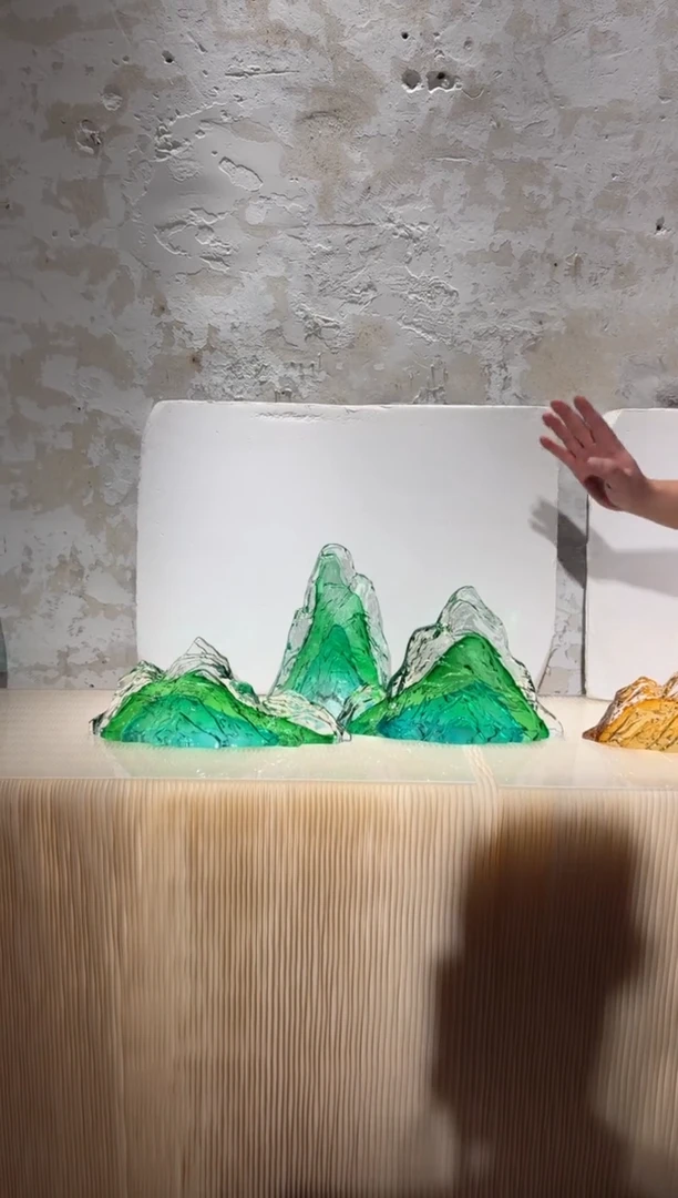 摆件璨石美学翡翠山一组艺术摆件