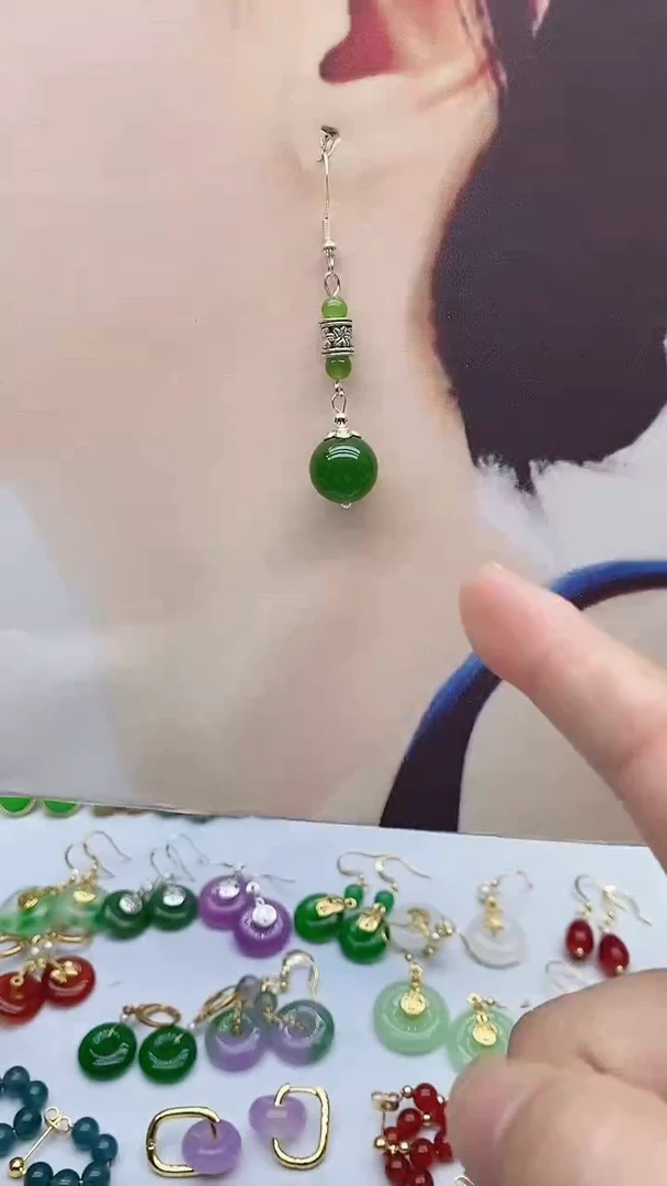 银S925镶嵌耳饰玛瑙/玉髓97