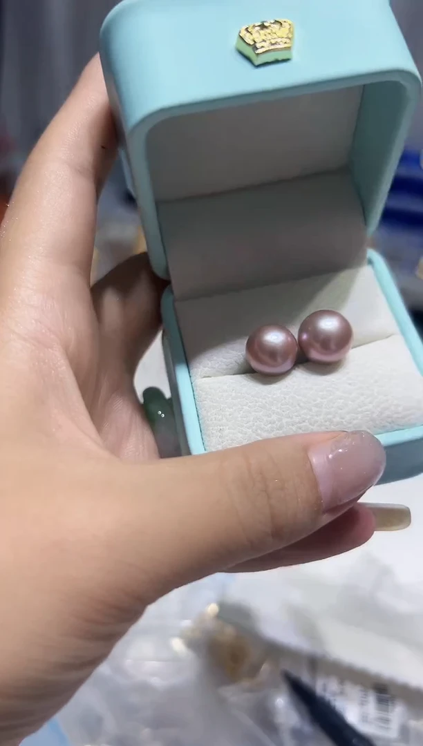 银S925镶嵌耳钉淡水珍珠107