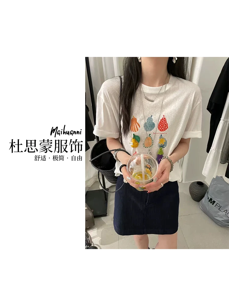 （杜思蒙服饰）7901-【水果派对】韩版休闲减龄显瘦舒适印花圆领T恤