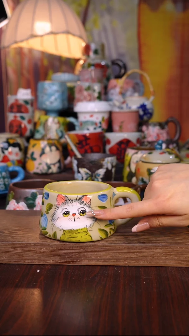 杯子陶泥垚手作 景德镇手工手绘陶瓷器物