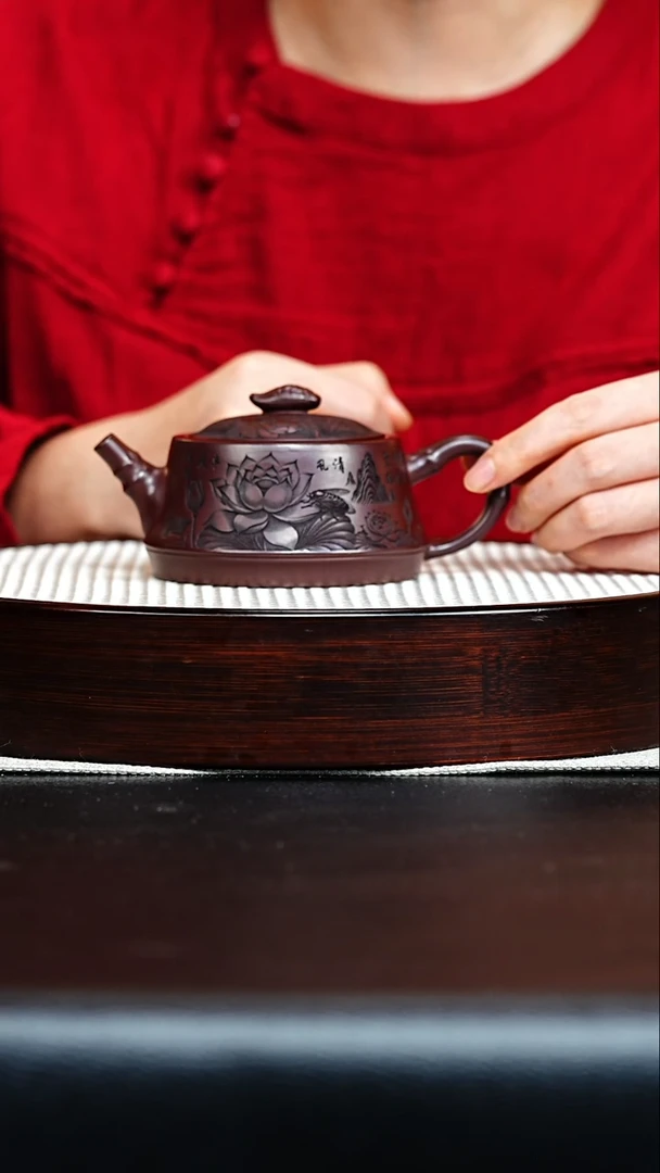 茶壶紫砂大千荷花  柱础  梅付春