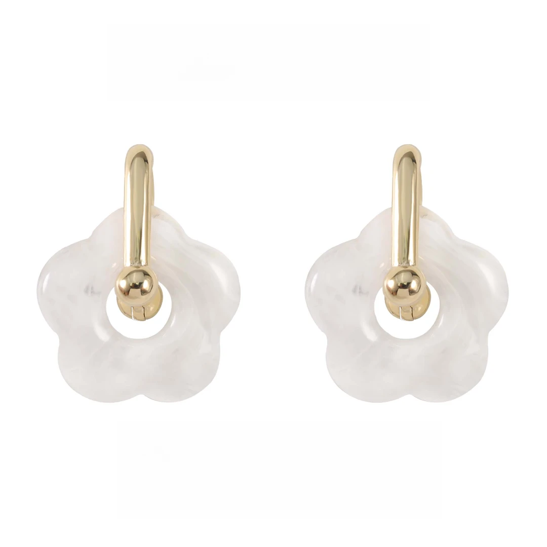 铜合金耳饰 时尚轻奢镂空花花耳扣 1640