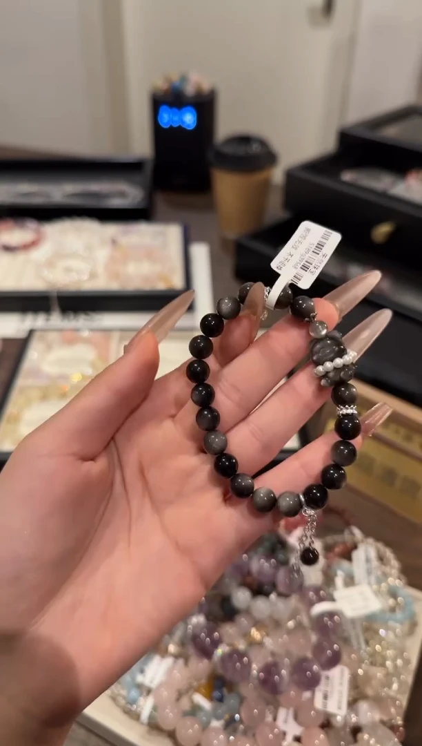 水晶手链合金黑曜石x185