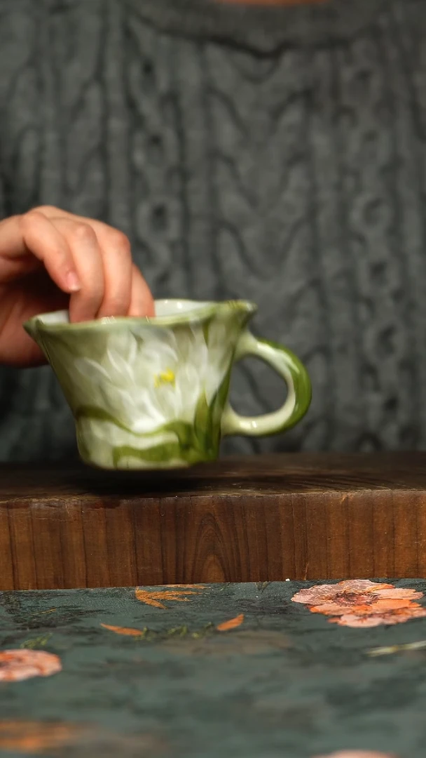 杯釉下彩手工手绘同款陶器