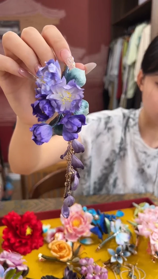 刺绣非遗绒花（发饰）