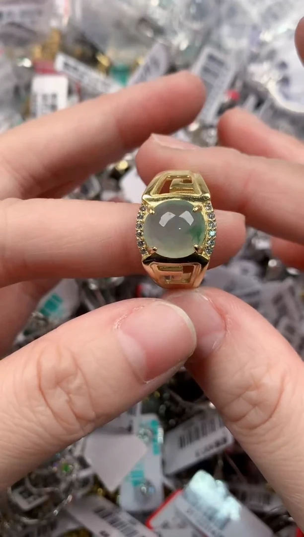 银S925镶嵌戒指翡翠7777----6