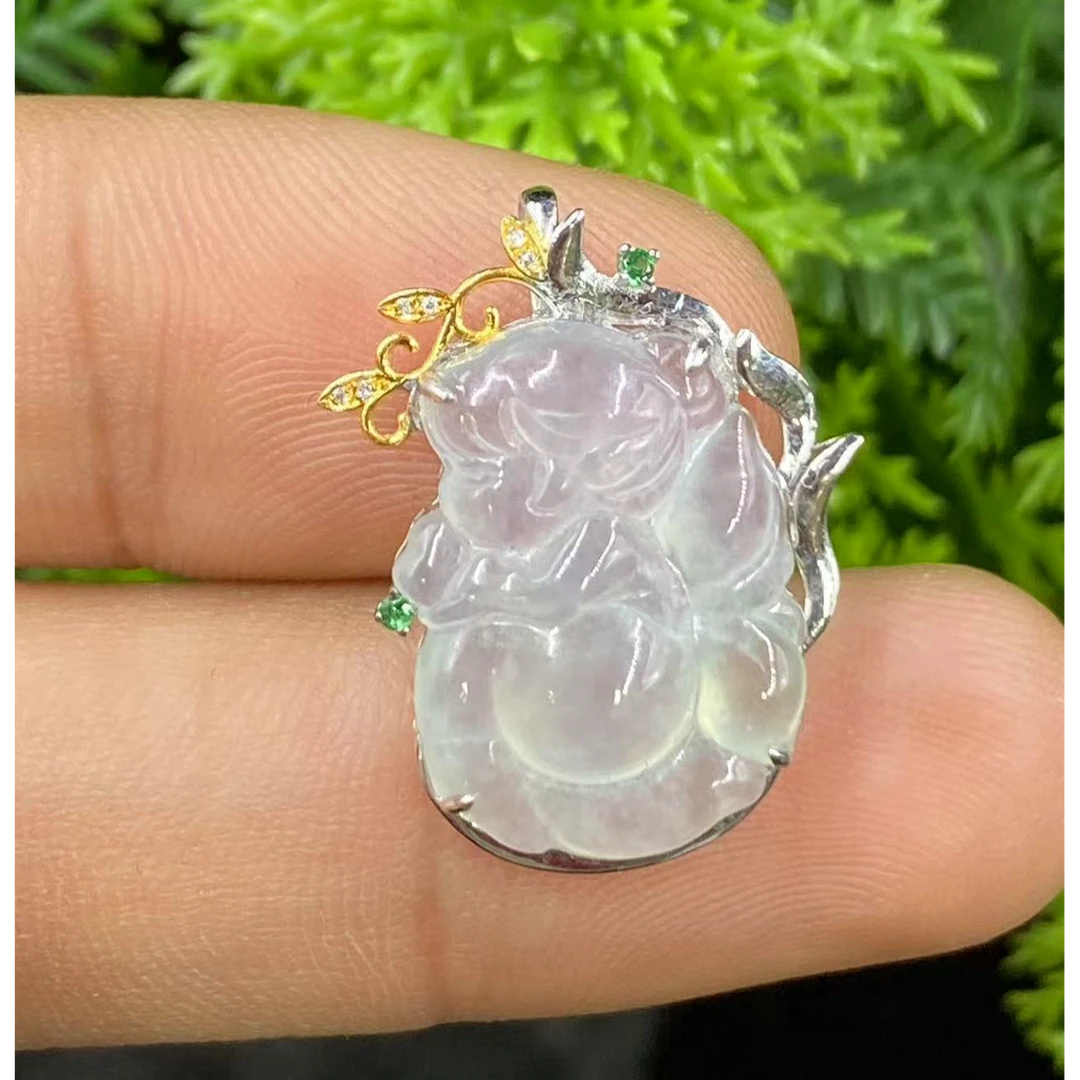 新春大集翡翠吊坠（不含链）18k金镶嵌--仙女吊坠8001A4