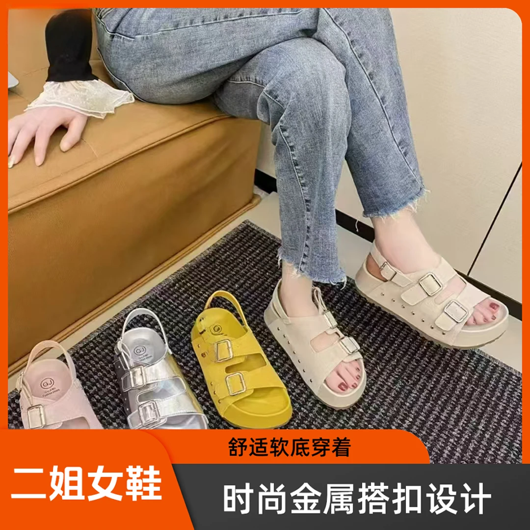 平跟运动风休闲露趾时装凉鞋时尚夏季韩版潮流外穿沙滩鞋2538