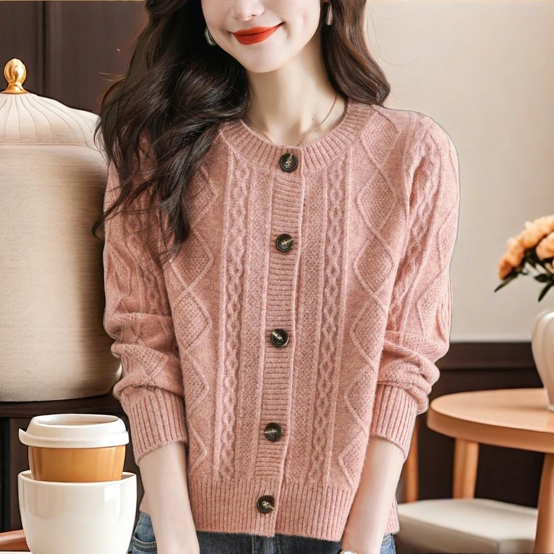 女士针织开衫外套2025年春秋季新款妈妈洋气羊绒衫毛衣