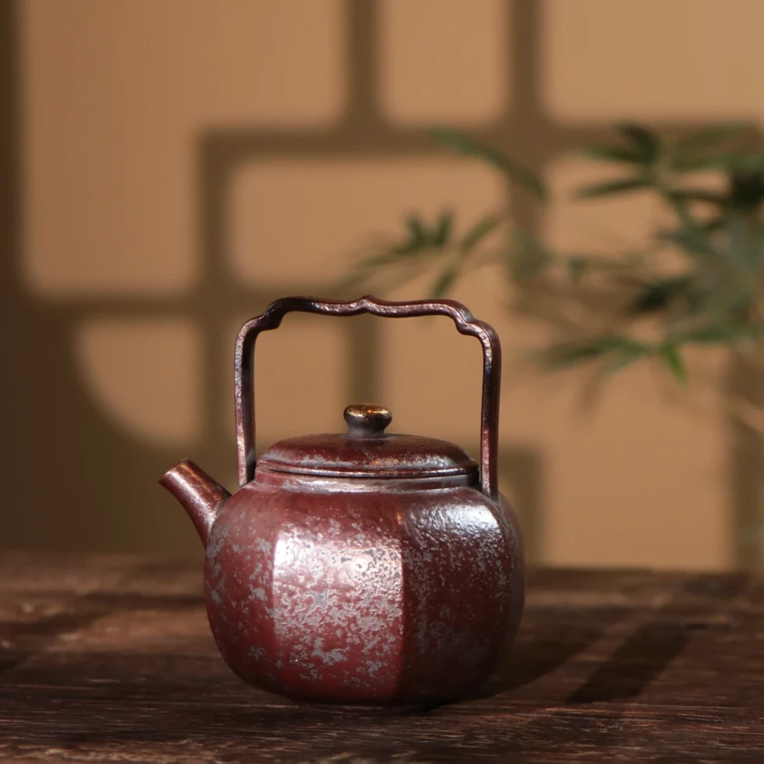 【柒月】老岩泥描金八方提梁壶