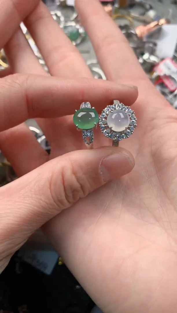 银S925镶嵌戒指翡翠555   1