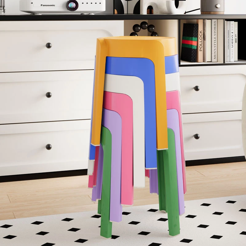 凳子家用结实耐用可叠放轻奢高级感备用塑料胶凳餐饮商用风车圆凳