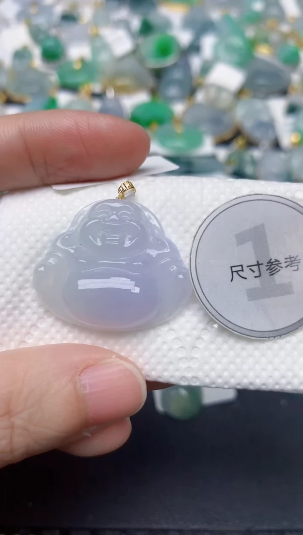 颈饰18K金镶嵌翡翠天然缅甸A货翡翠