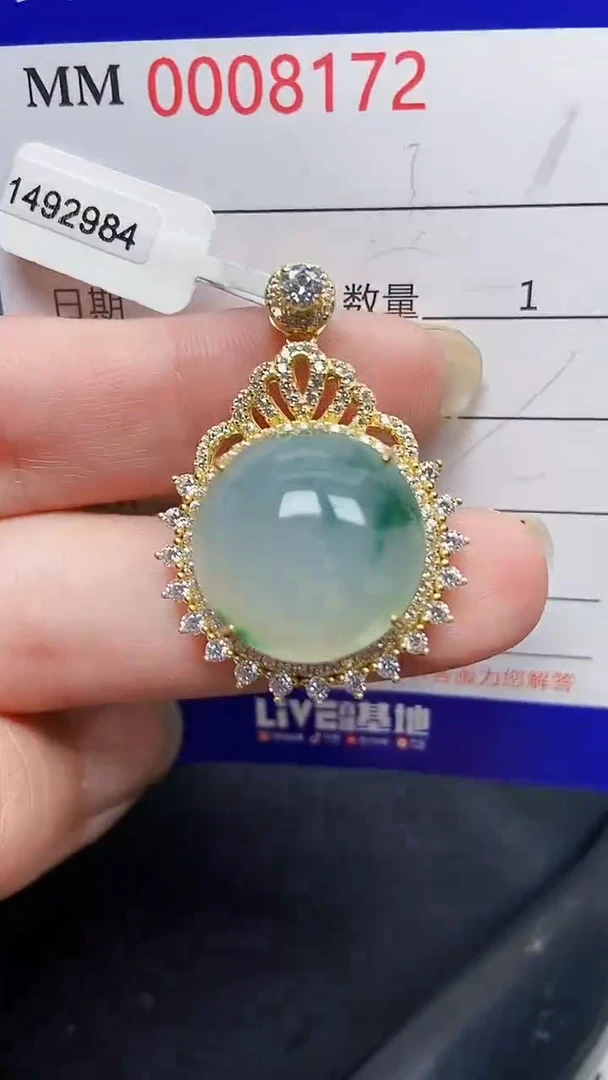 翡翠银S925镶嵌颈饰8172