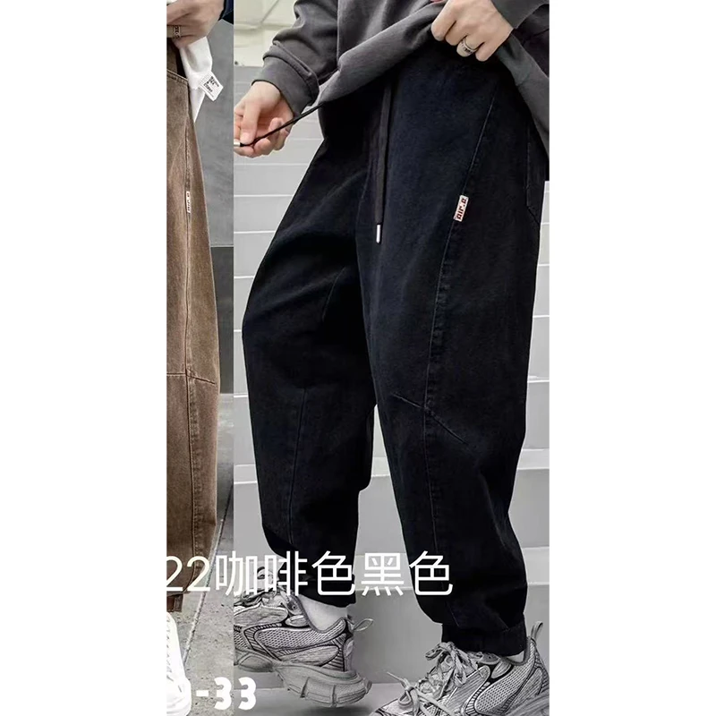 黑色 男童棉布休小脚休闲裤 968822（160-180）