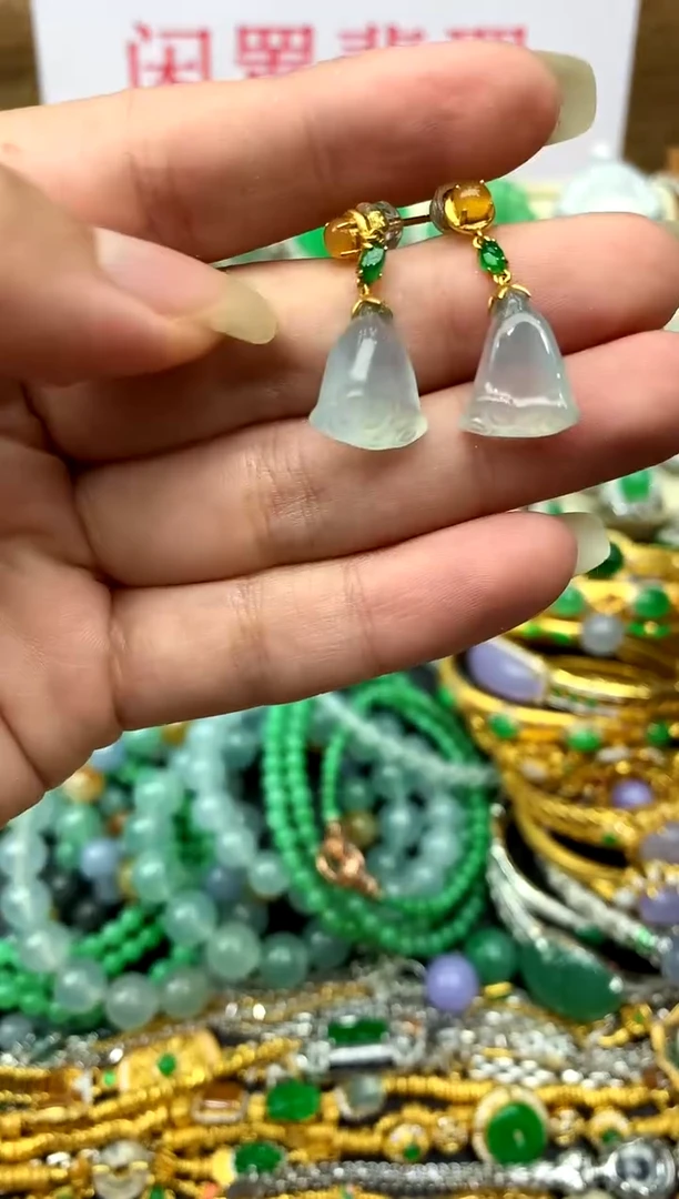 翡翠18K金镶嵌耳饰232-中国好珍宝