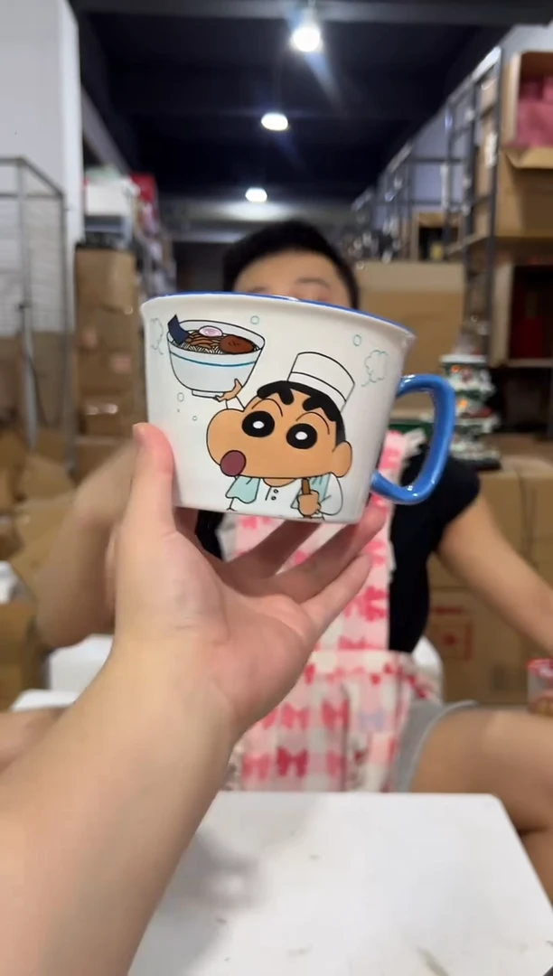 瓷片蓝色小新厨师泡面碗