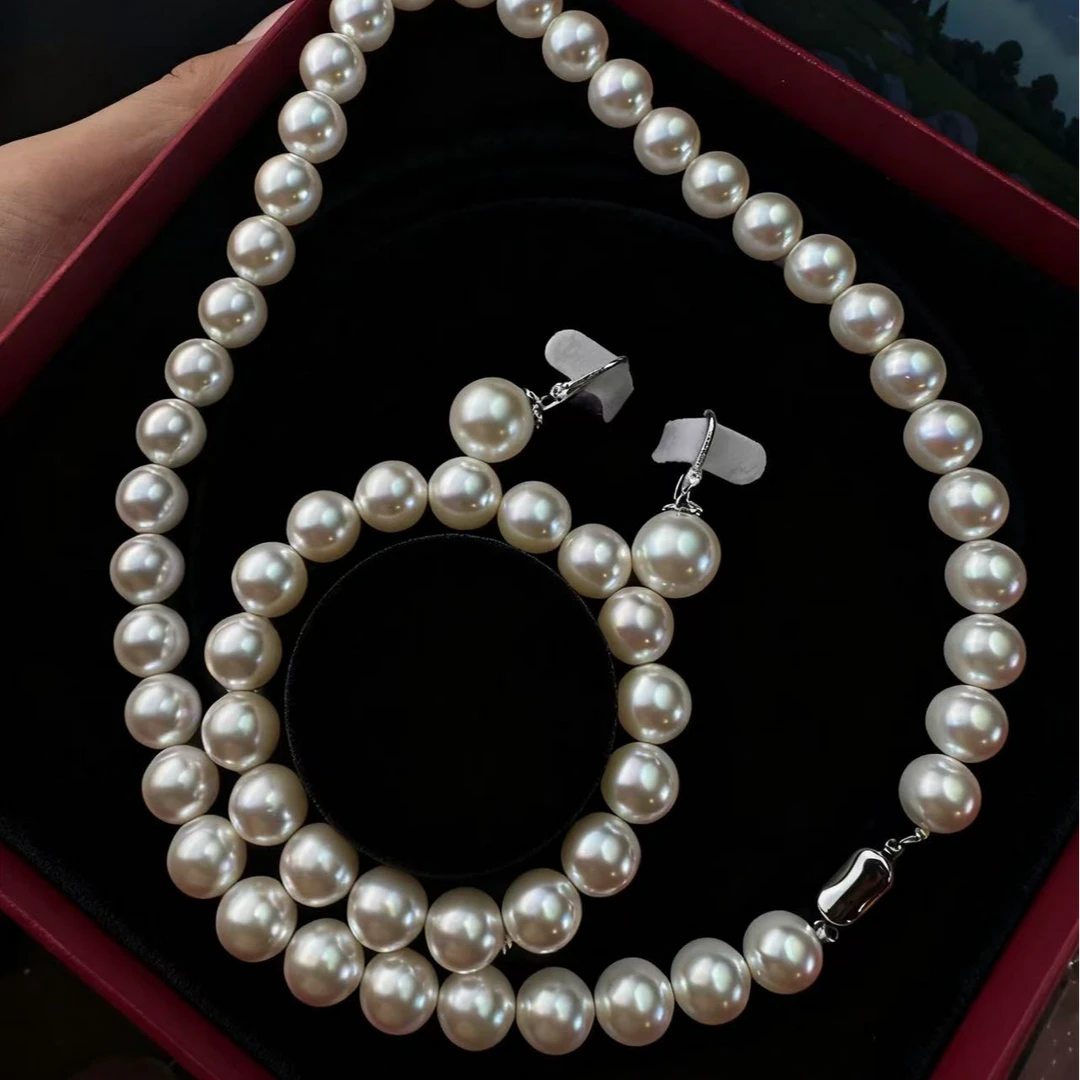 链子925银贝壳 s925银元宝扣冷光白豪华三件套12mm