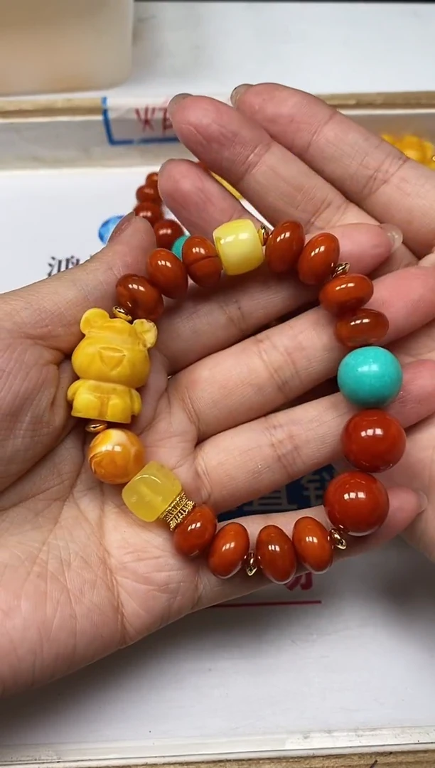 【闪购商品】蜜蜡裸石未镶嵌B2262 红皮蜜蜡 手串 一条28元