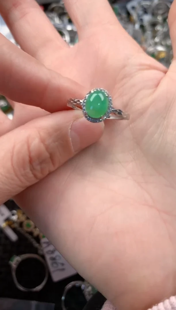 银S925镶嵌戒指翡翠888  3