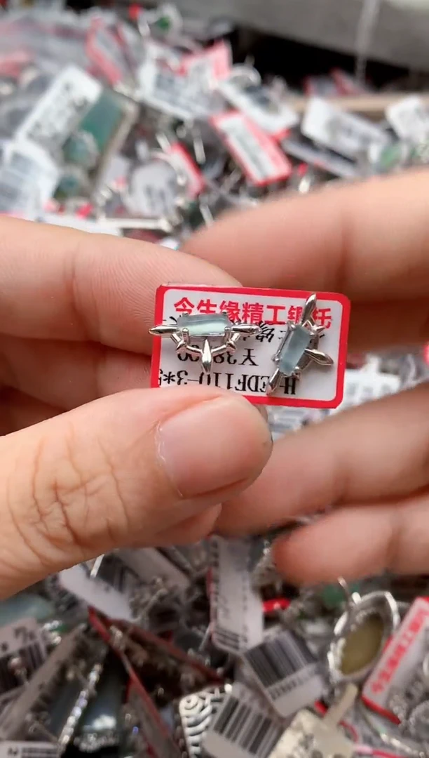 银S925镶嵌戒指翡翠天然A货缅甸翡翠