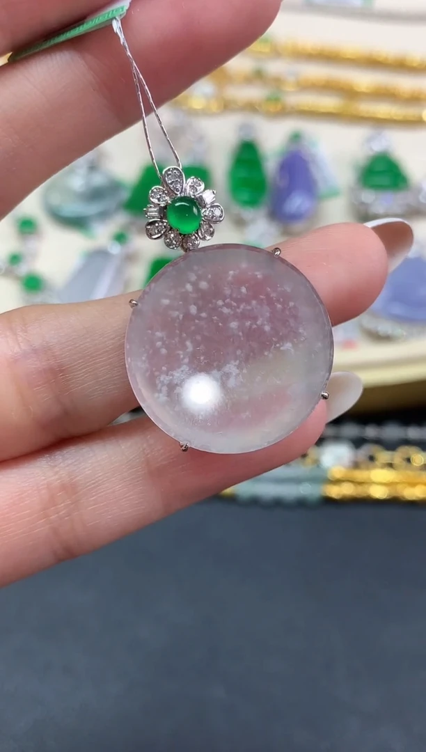 吊坠(不含链)18K金镶嵌翡翠吊坠(不含链)|9800