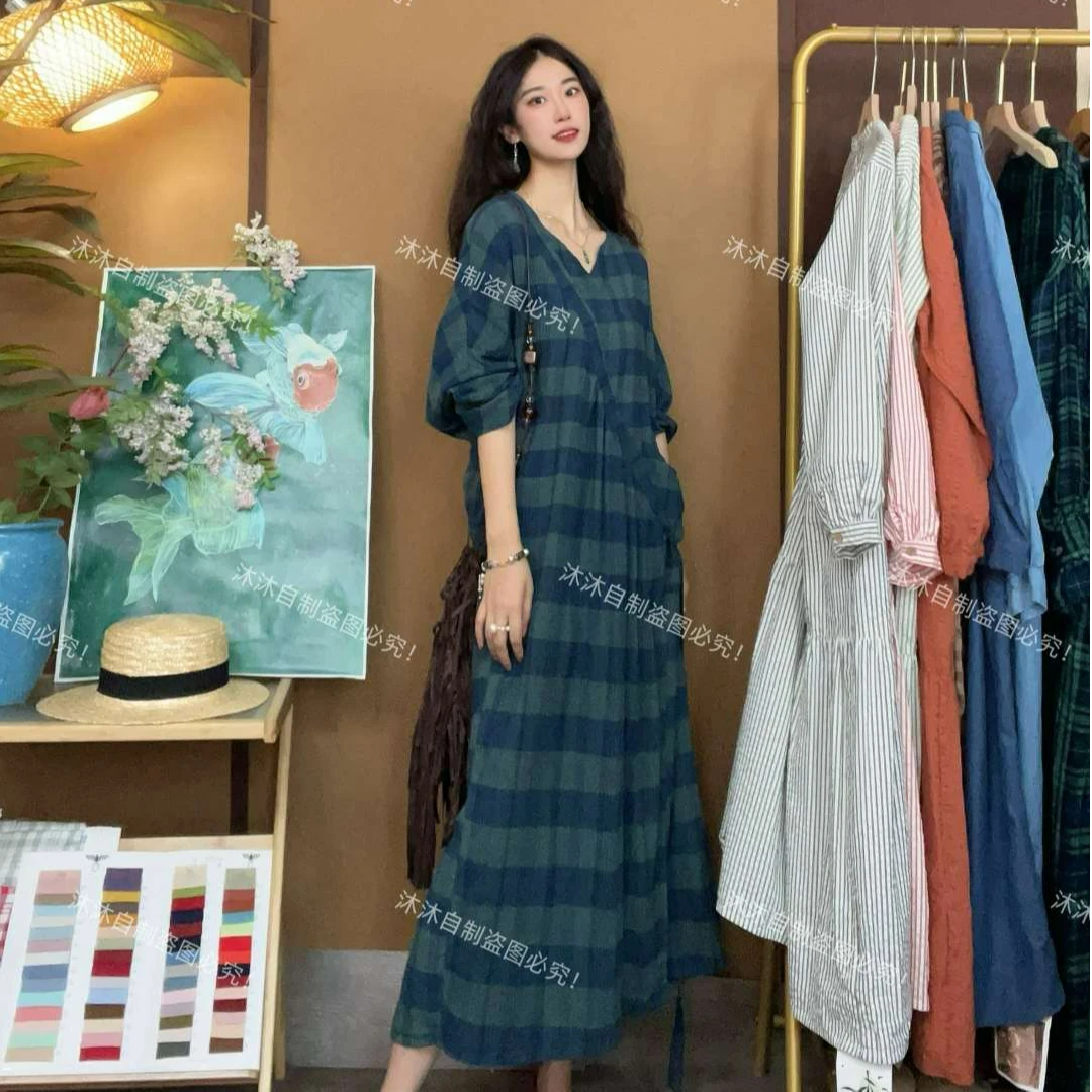 【沐沐自制】L587秋冬KE订*MA*SE织*复古文艺*设计感宽松显瘦连衣裙