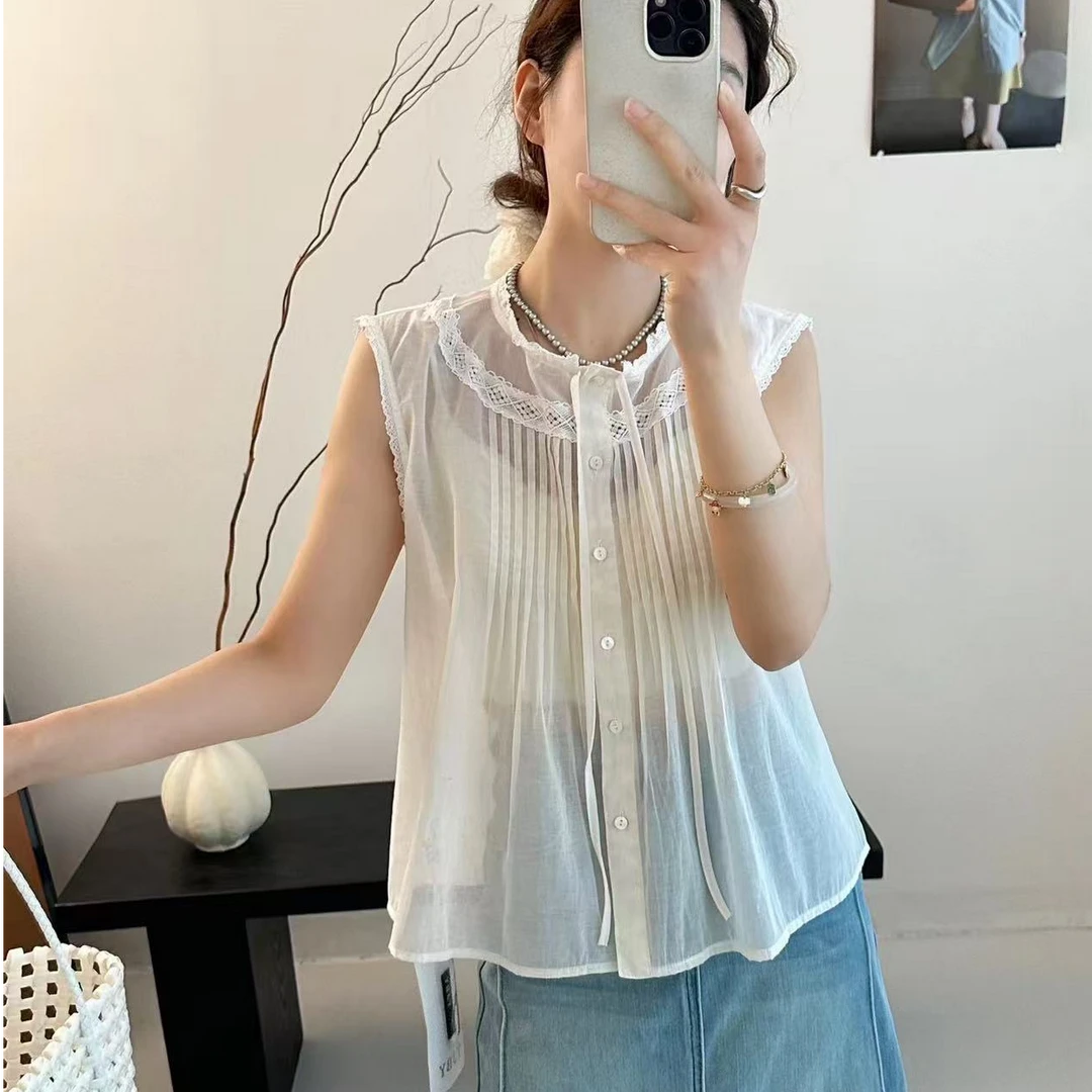 ZOZO-8851-829夏季新款女镂空花无袖减龄背心款上衣