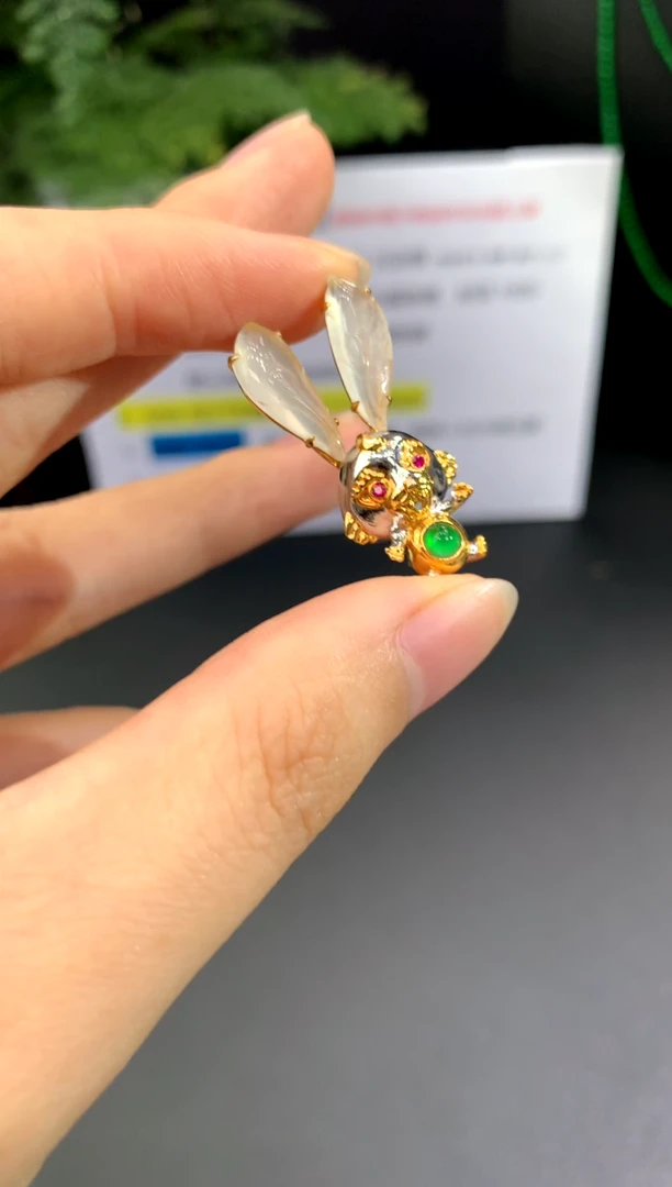 吊坠(不含链)18K金镶嵌翡翠A27 翡翠
