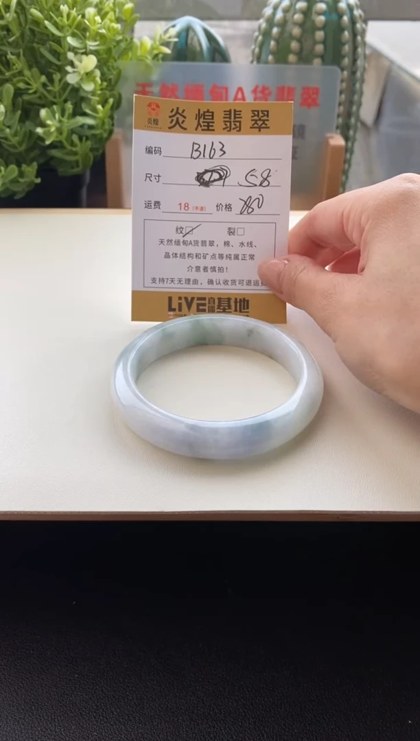未镶嵌手镯翡翠圈口58.3编码b163