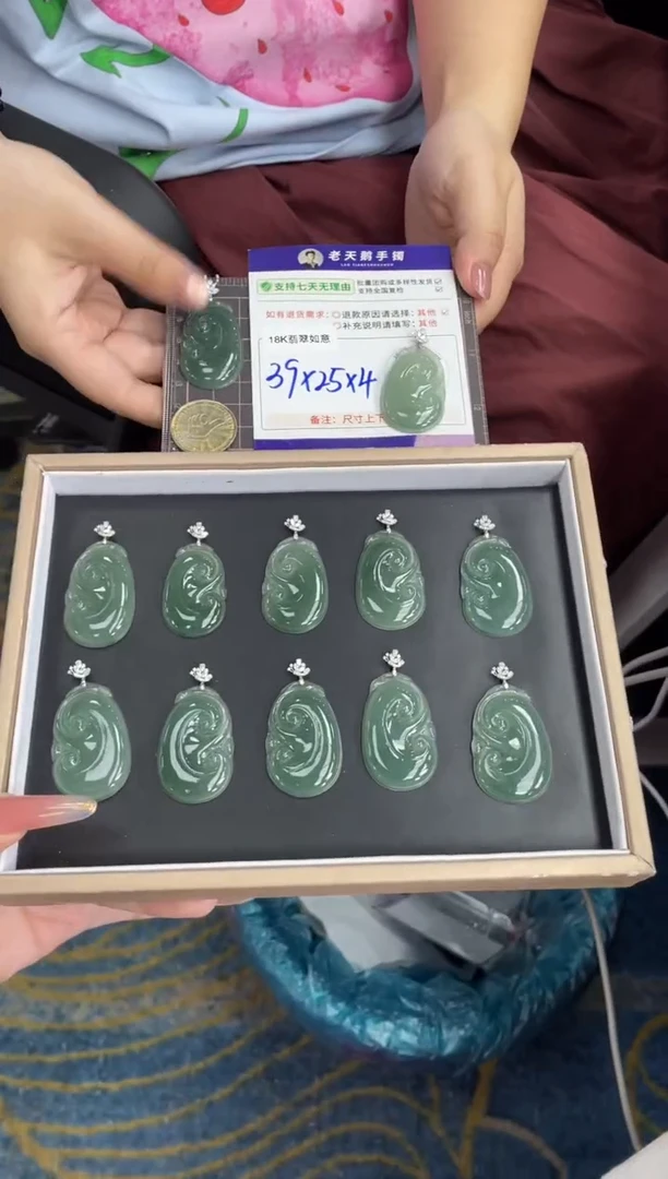 18K金镶嵌挂件翡翠如意FL14/多样性发其一CP配绳