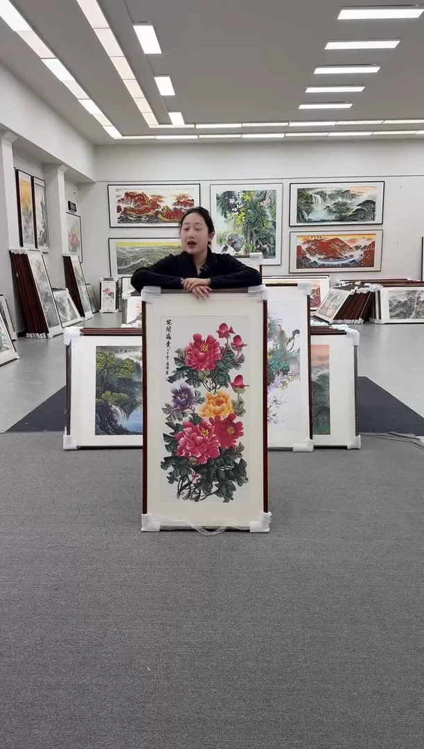 国画手绘 竖幅 花开富贵 125*65