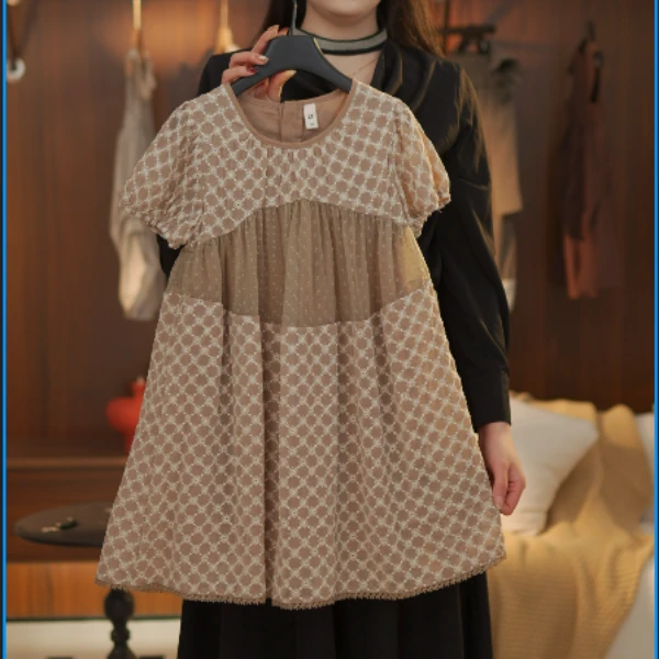 JL·珍珠女孩·2025夏季新款女童法式小众设计法式蕾丝连衣裙-J8822